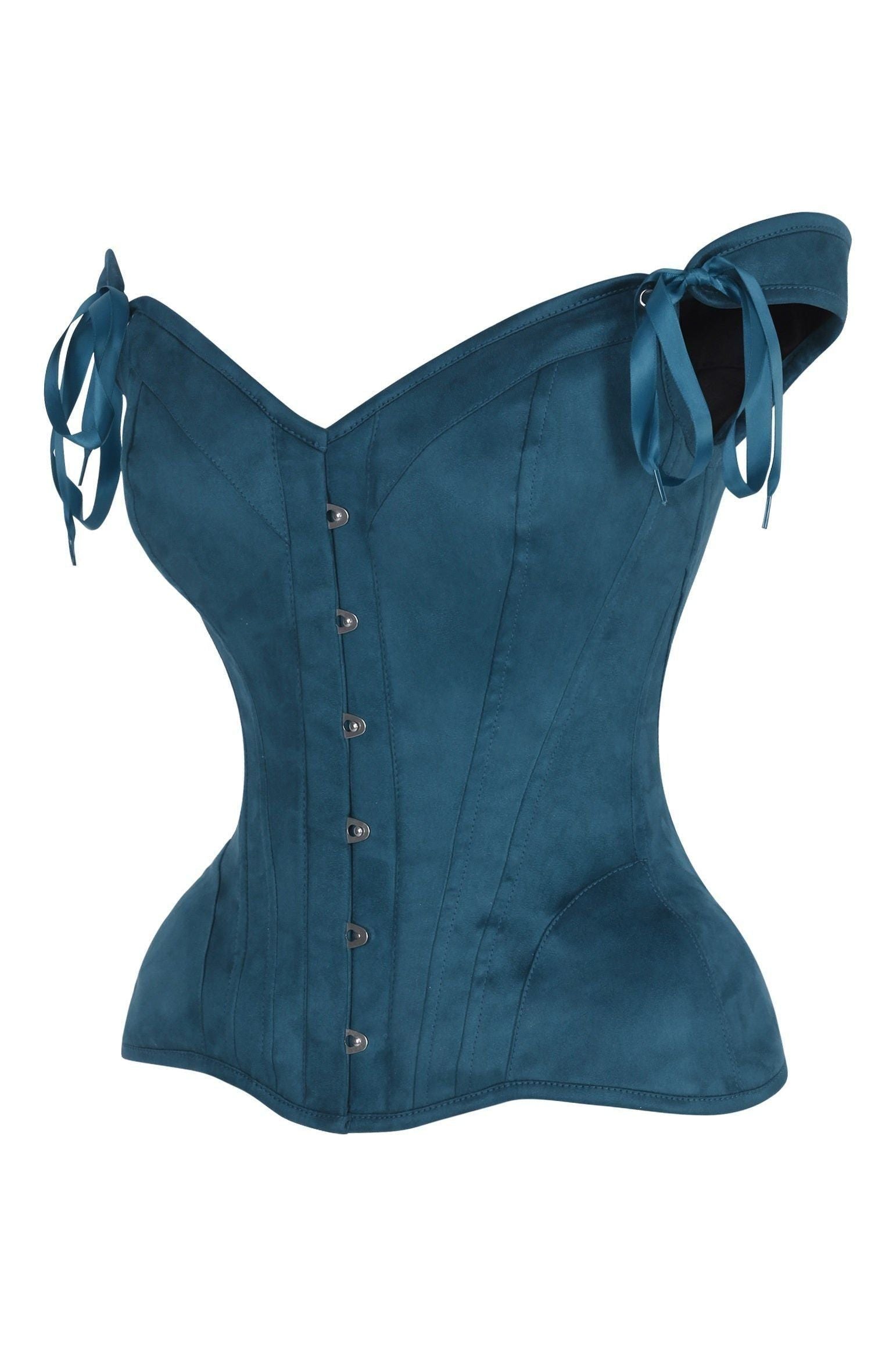 Top Drawer Blue Suede Steel Boned Corset w/Straps