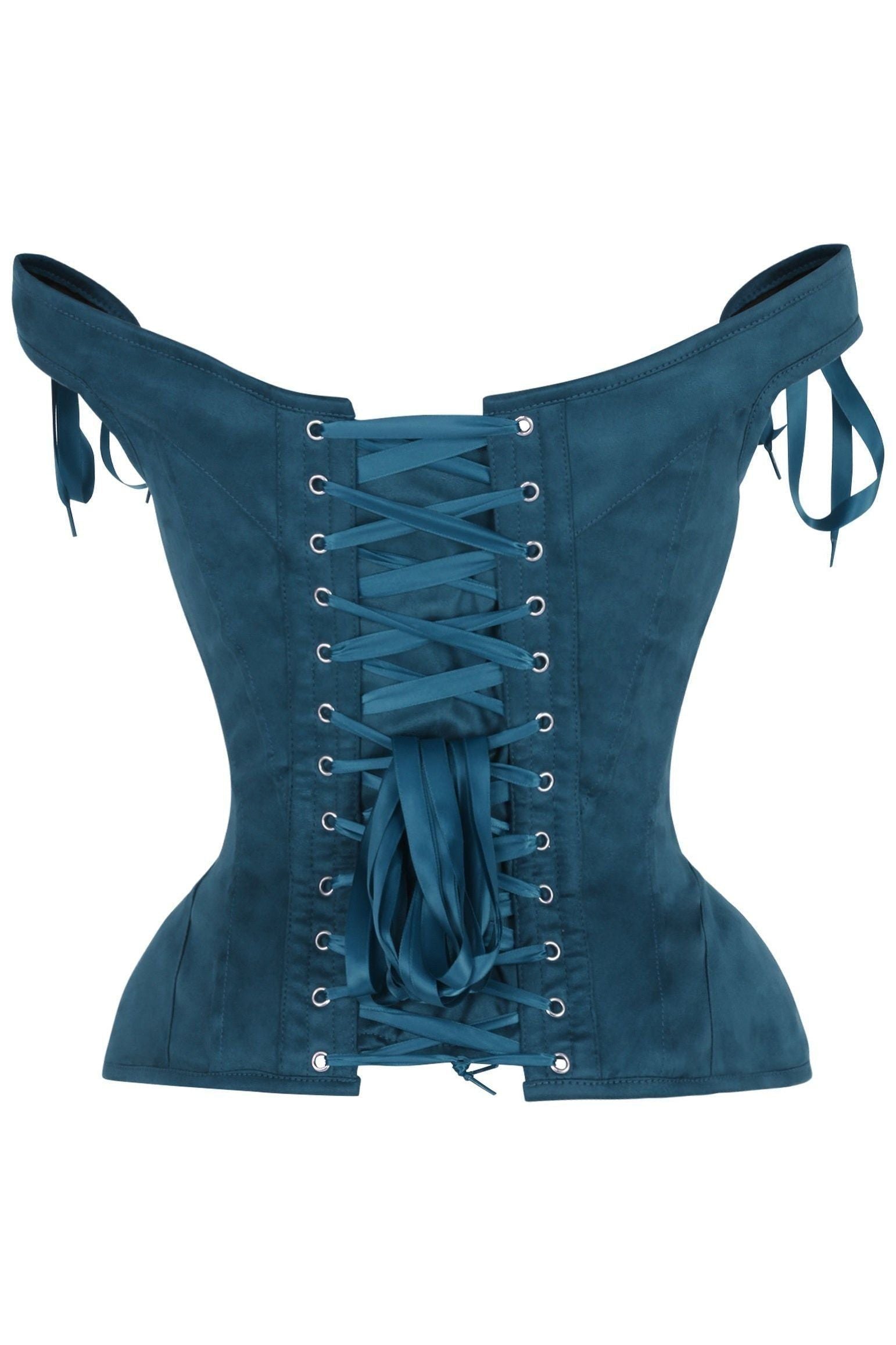 Top Drawer Blue Suede Steel Boned Corset w/Straps