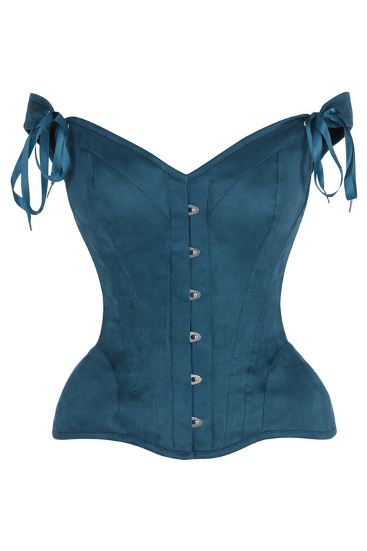 Top Drawer Blue Suede Steel Boned Corset w/Straps