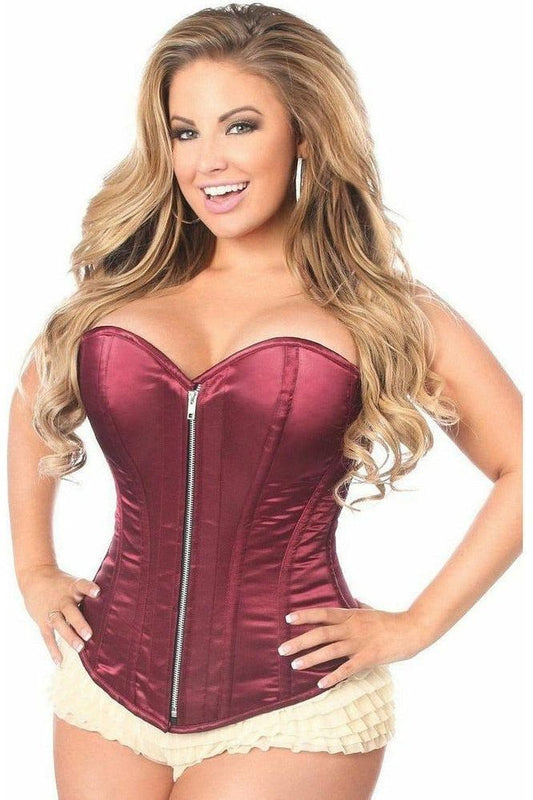 Top Drawer Bordeaux Satin Steel Boned Corset