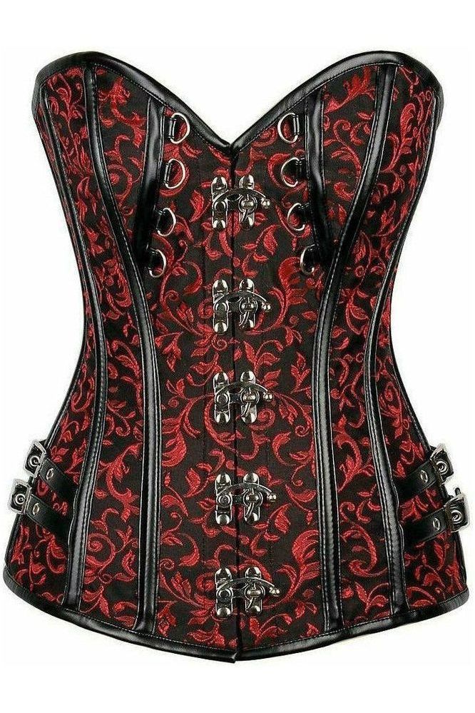 Top Drawer Brocade & Faux Leather Steel Boned Corset
