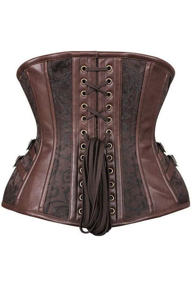 Top Drawer Brown Brocade Steampunk Steel Boned Underbust Corset