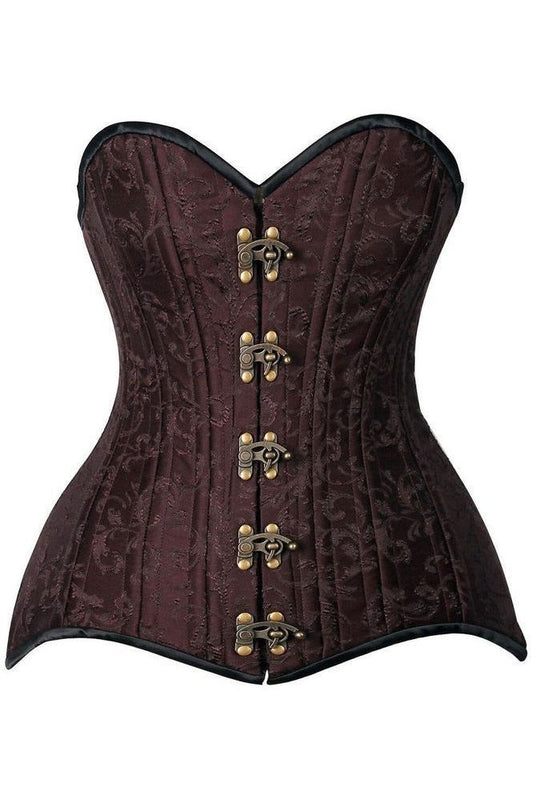 Top Drawer CURVY Brown Brocade Double Steel Boned Overbust Corset