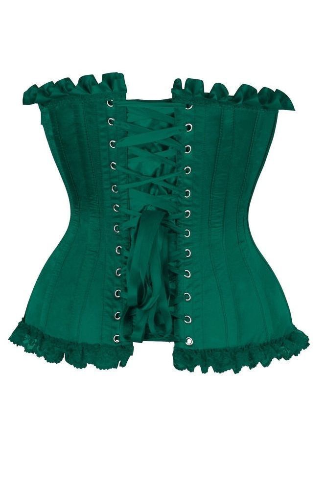 Top Drawer Dark Green Satin Steel Boned Burlesque Corset