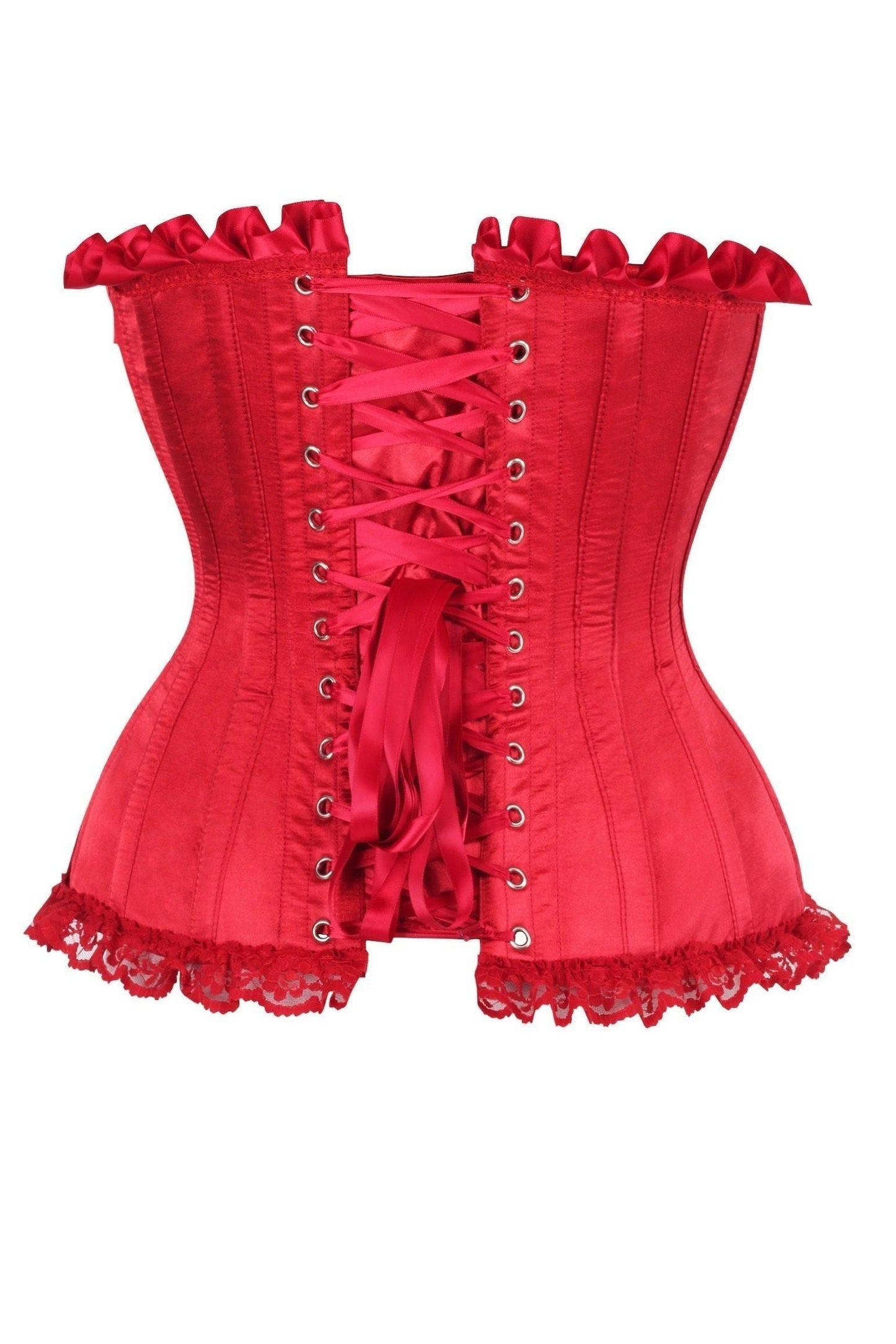 Top Drawer Dark Red Satin Steel Boned Burlesque Corset