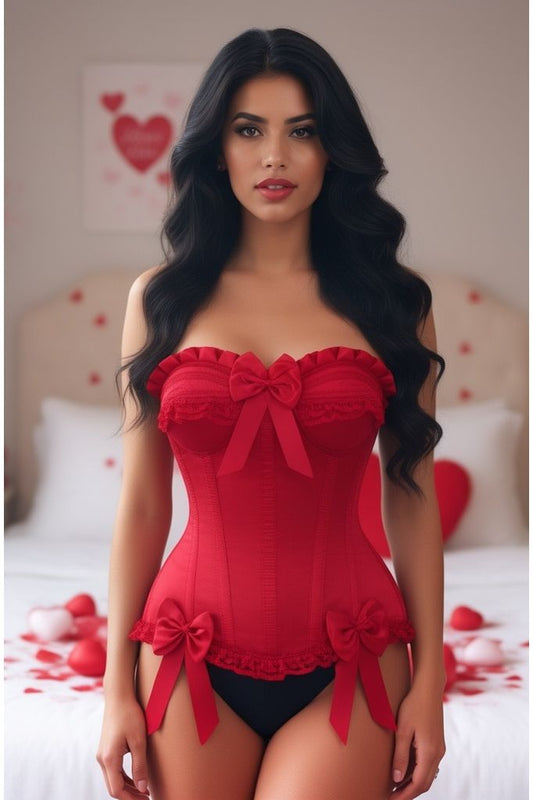 Top Drawer Dark Red Satin Steel Boned Burlesque Corset