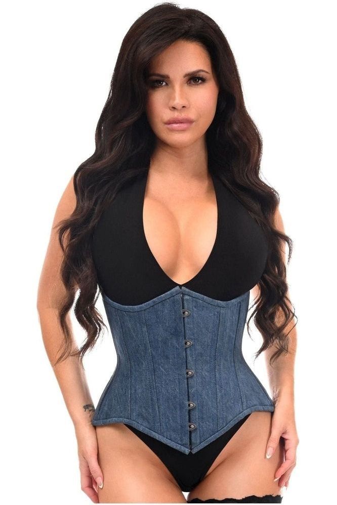 Top Drawer Denim Double Steel Boned Waist Training Corset Cincher