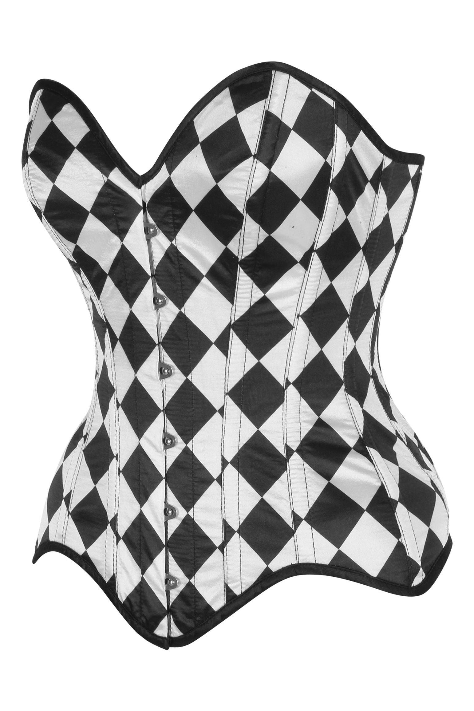 Top Drawer Diamond Print Satin Steel Boned Overbust Corset