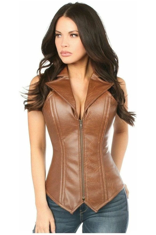 Top Drawer Faux Leather Steel Boned Corset