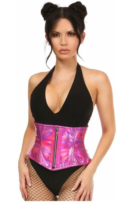Top Drawer Fuchsia Holo Steel Boned Mini Cincher