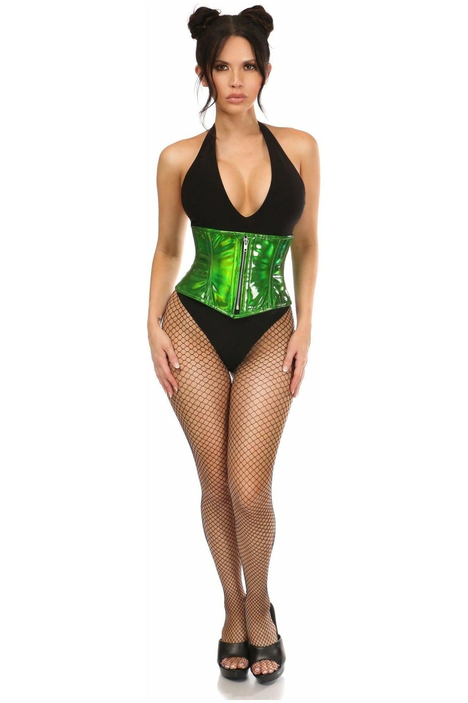 Top Drawer Green Holo Steel Boned Mini Cincher