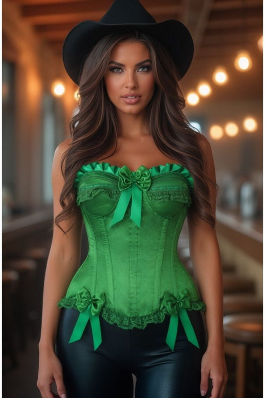 Top Drawer Green Satin Steel Boned Burlesque Corset