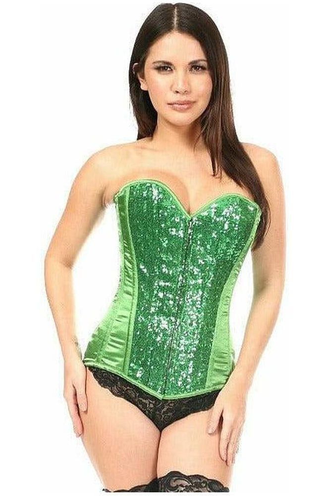 Top Drawer Green Sequin Steel Boned Corset