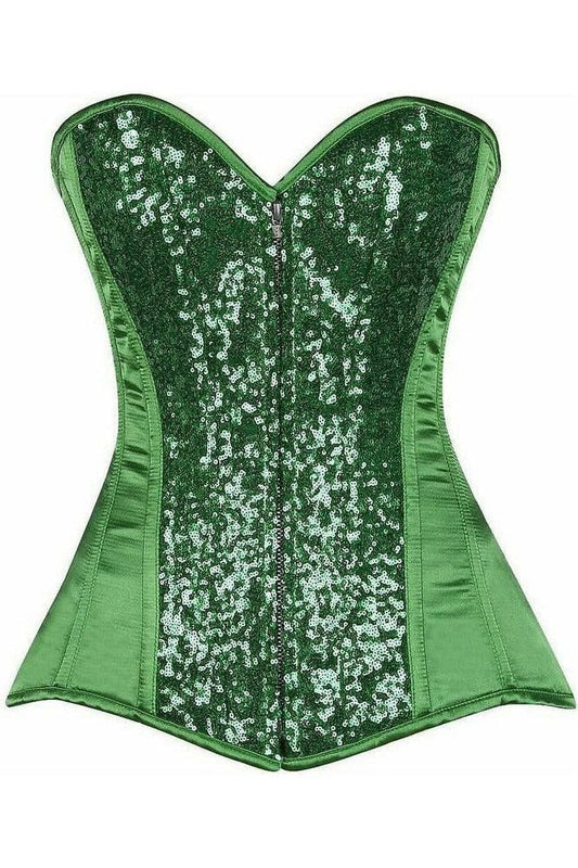 Top Drawer Green Sequin Steel Boned Corset