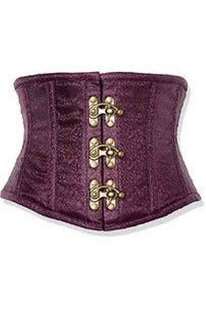 Top Drawer Plum Brocade Steel Boned Mini Cincher w/Clasps
