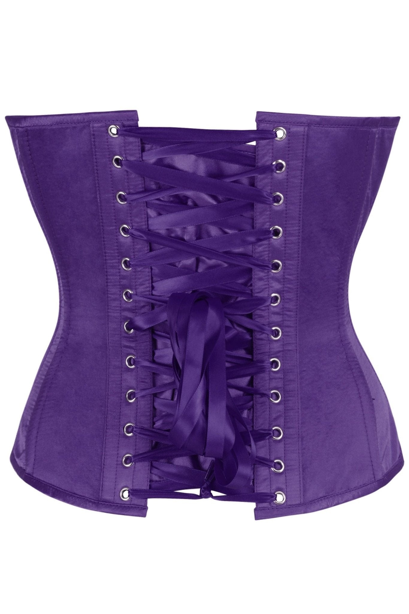 Top Drawer Plum Satin Steel Boned Overbust Corset w/Side Zipper