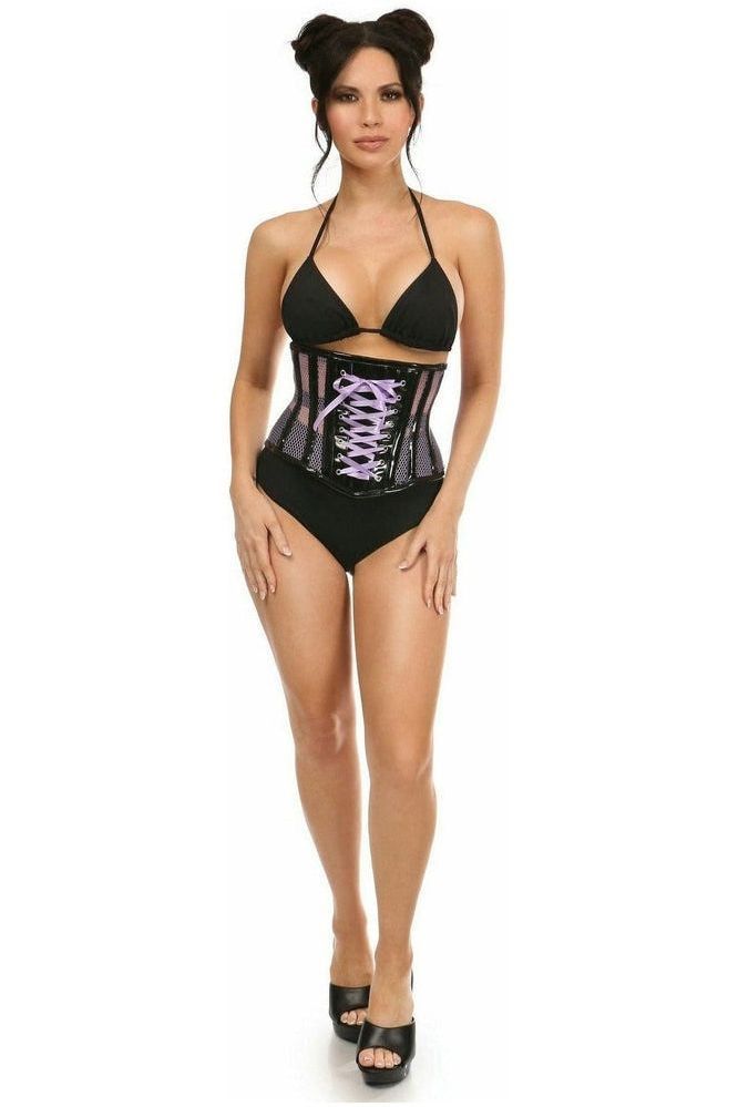 Top Drawer Purple Patent & Fishnet Underbust Corset
