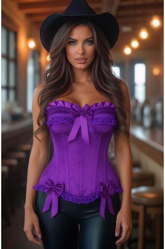 Top Drawer Purple Satin Steel Boned Burlesque Corset