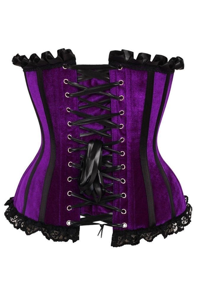 Top Drawer Purple Velvet Steel Boned Burlesque Corset