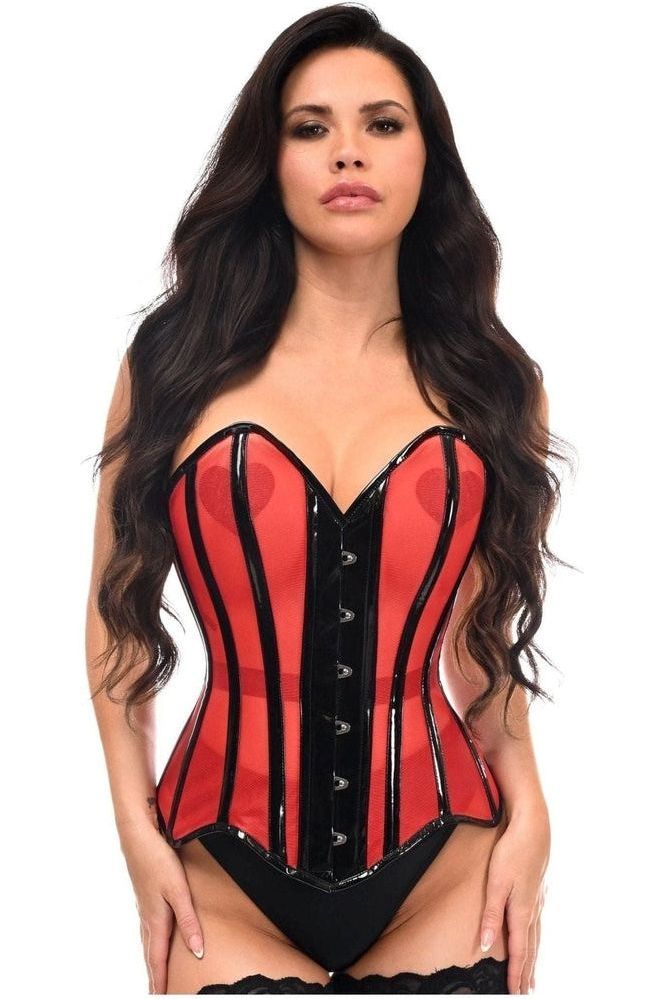Top Drawer Red Mesh Net w/Patent Steel Boned Overbust Corset