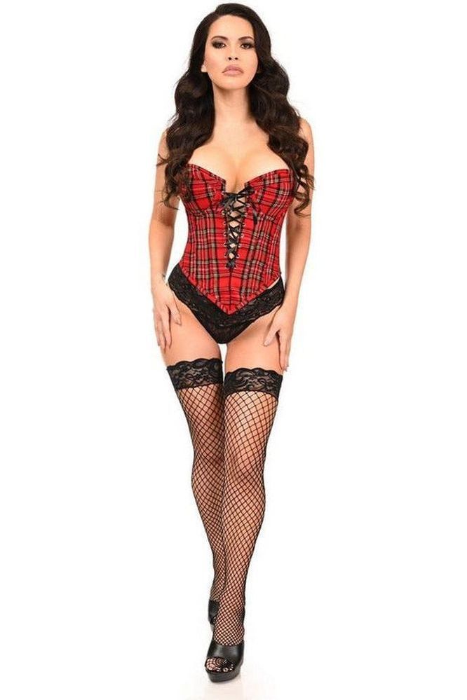 Top Drawer Red Plaid Steel Boned Lace-Up Bustier