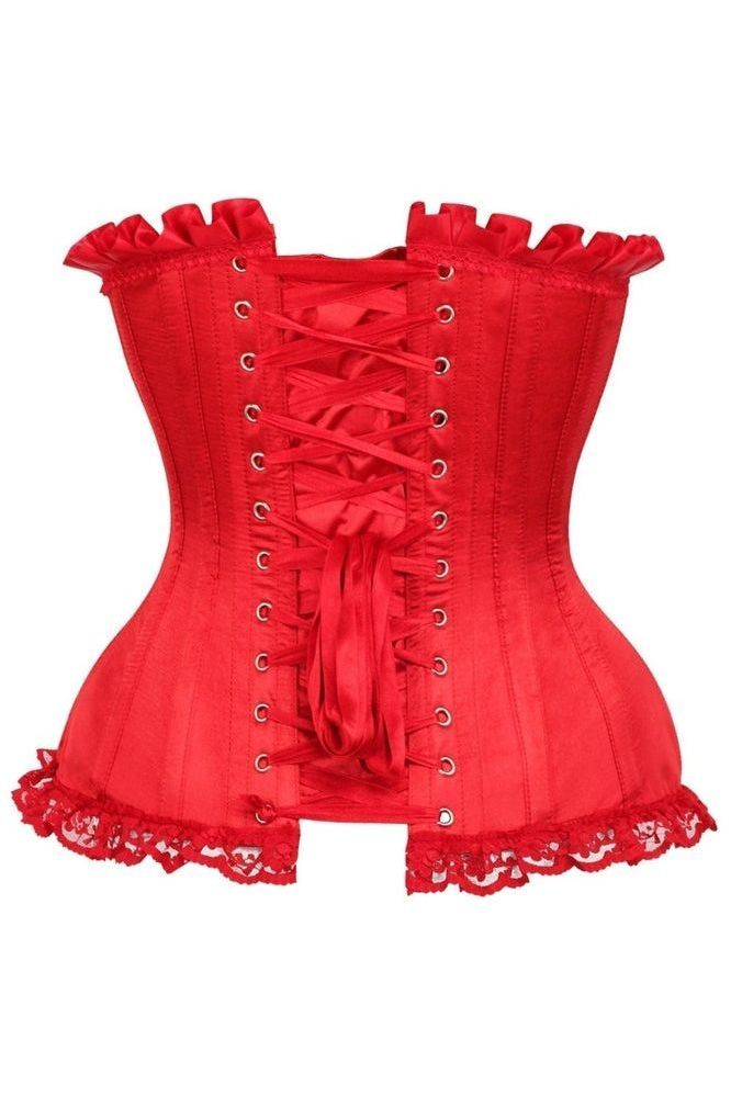 Top Drawer Red Satin Steel Boned Burlesque Corset