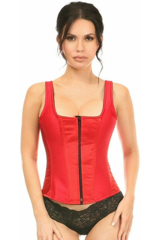 Top Drawer Red Satin Steel Boned Corset w/Straps