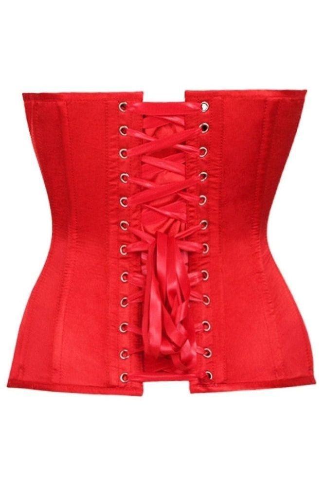 Top Drawer Red Satin Steel Boned Overbust Corset