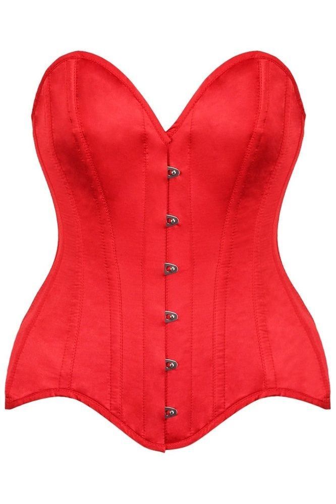 Top Drawer Red Satin Steel Boned Overbust Corset