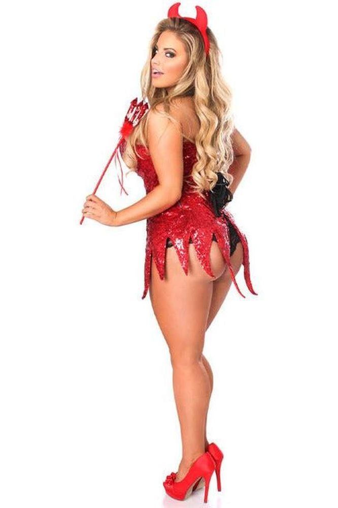Top Drawer Red Sequin Devil Corset Dress Costume