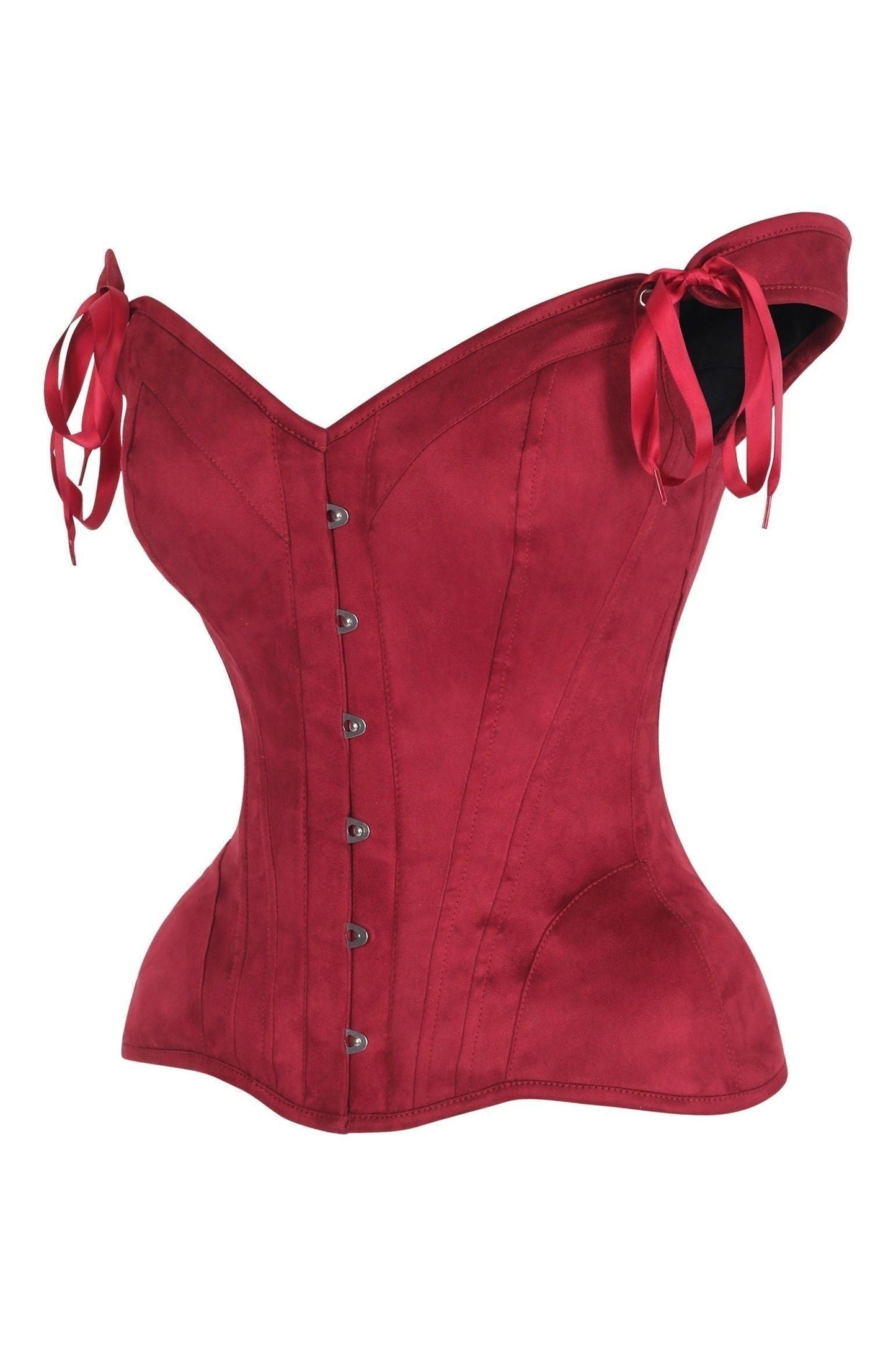 Top Drawer Red Suede Steel Boned Corset w/Straps