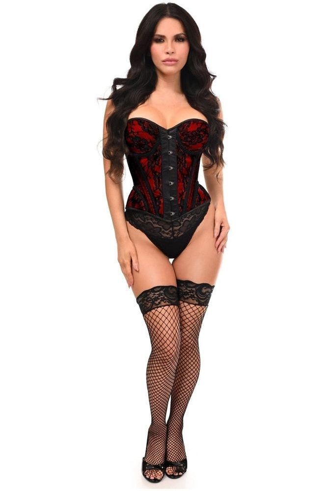 Top Drawer Red w/Black Lace Steel Boned Underwire Bustier Corset