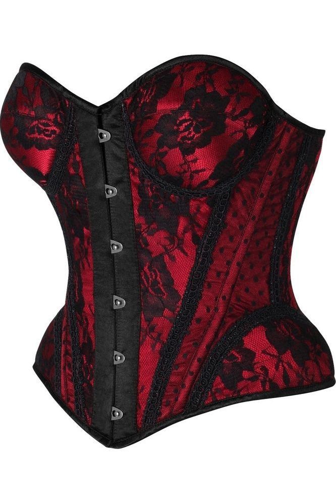 Top Drawer Red w/Black Lace Steel Boned Underwire Bustier Corset