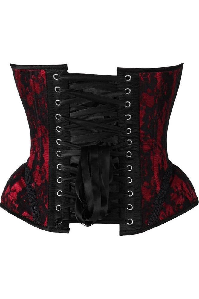 Top Drawer Red w/Black Lace Steel Boned Underwire Bustier Corset