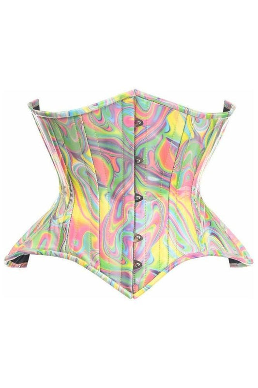 Top Drawer Retro Swirl Steel Boned Curvy Cut Underbust Cincher Corset