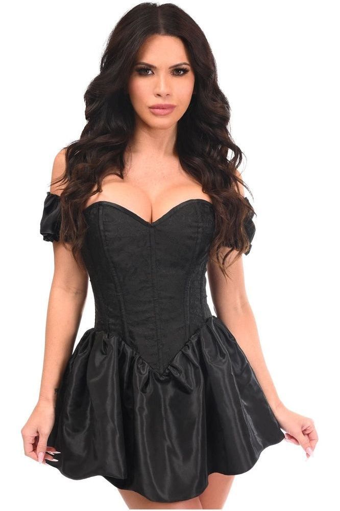 Top Drawer Steel Boned Black Brocade & Taffeta Corset Dress
