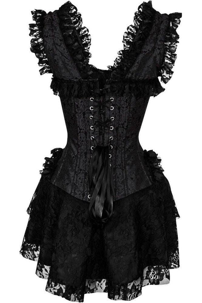 Top Drawer Steel Boned Black Lace Victorian Corset Dress