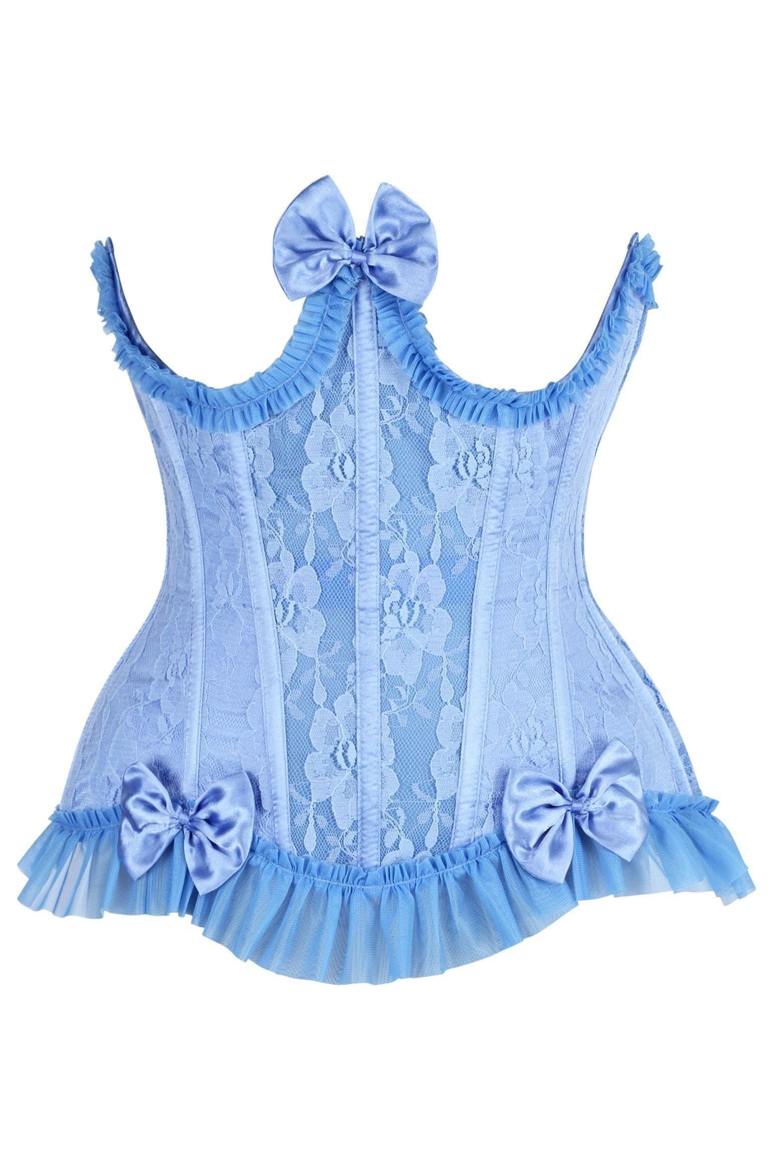 Top Drawer Steel Boned Blue Lace Underwire Burlesque Underbust Corset Cincher