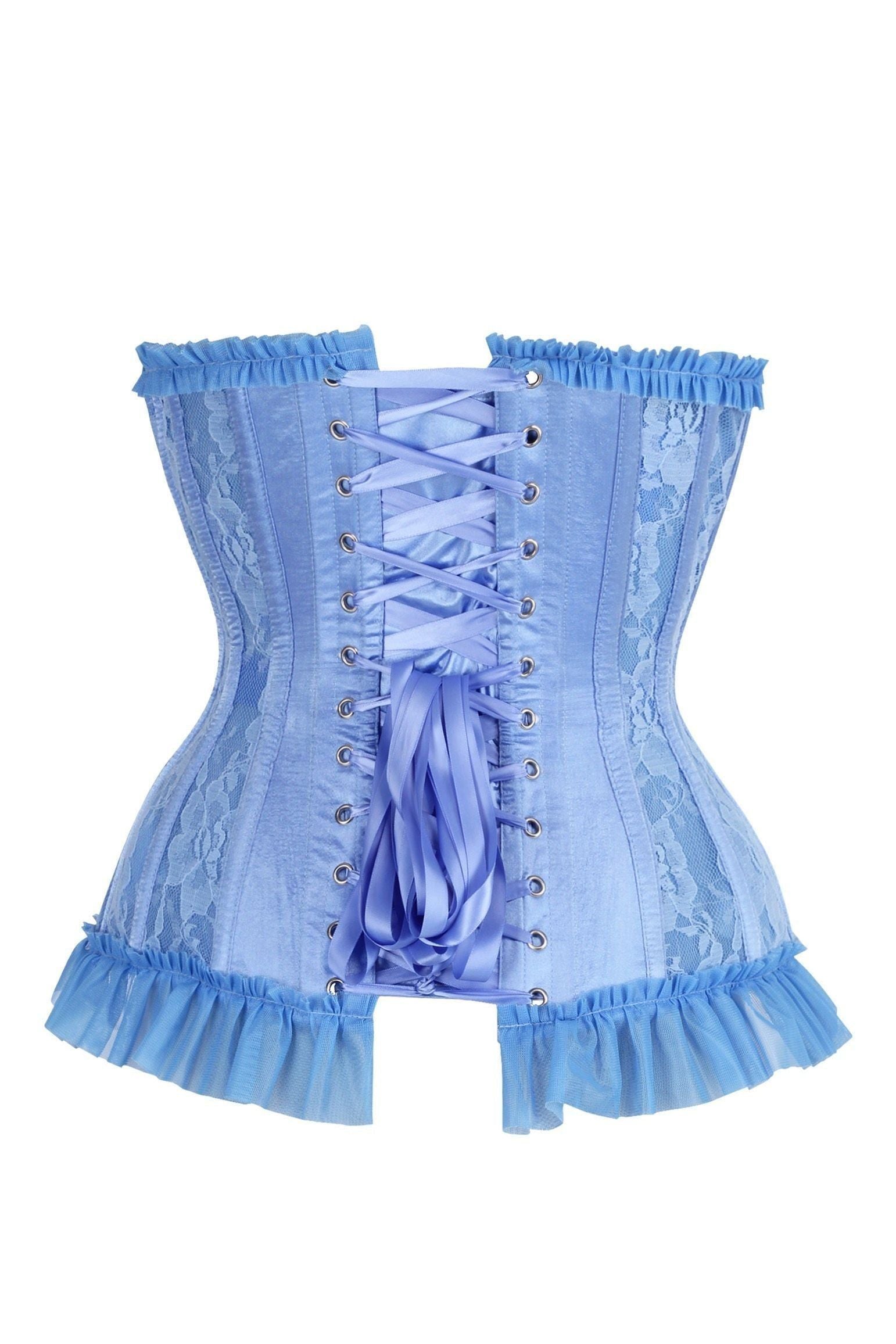 Top Drawer Steel Boned Blue Lace Underwire Burlesque Underbust Corset Cincher