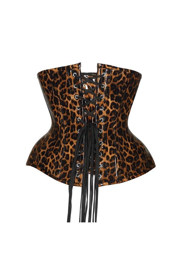 Top Drawer Steel Boned Cheetah Print PVC Curvy Cut Underbust Corset