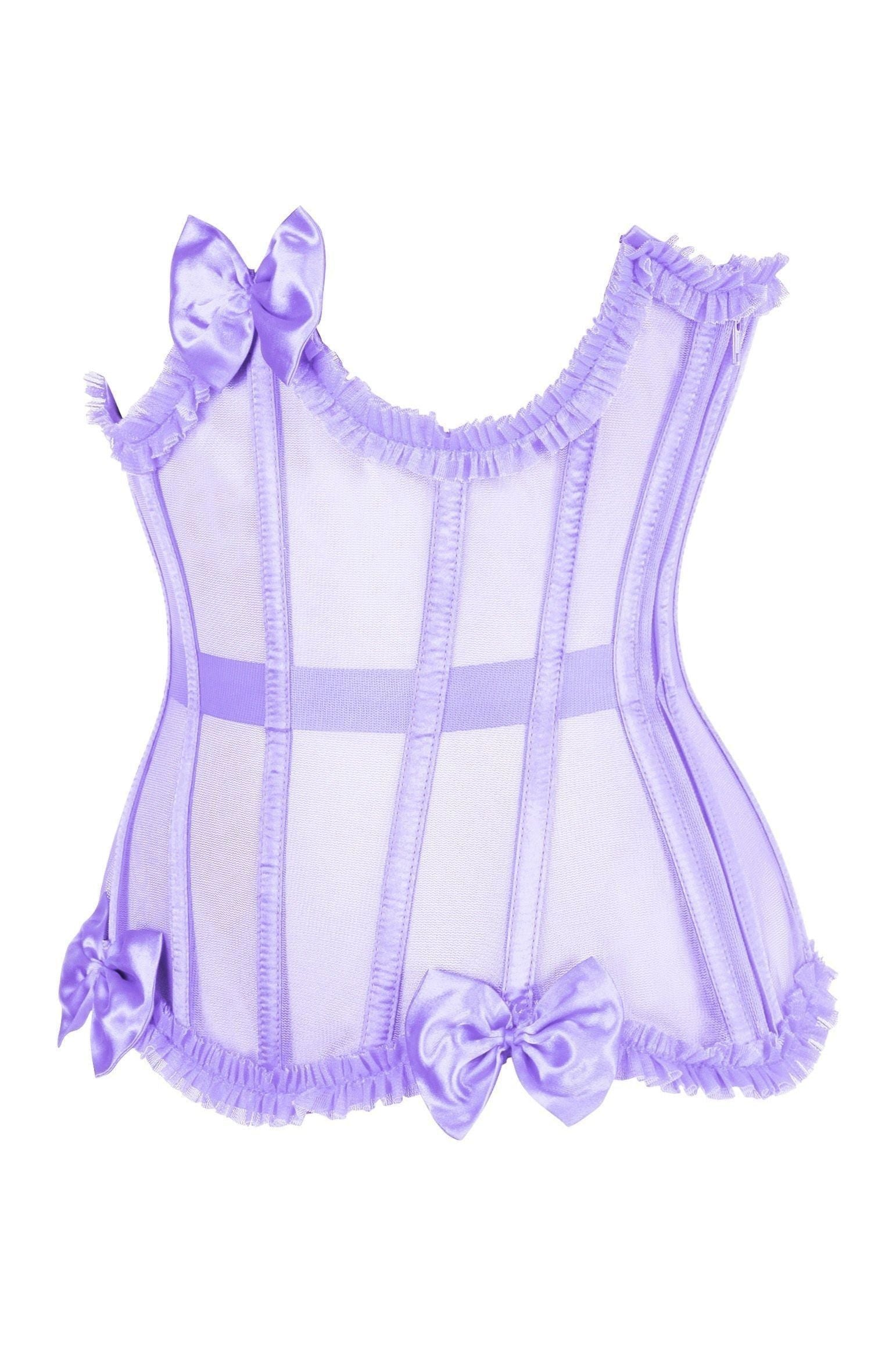 Top Drawer Steel Boned Lavender Mesh Underwire Burlesque Underbust Corset Cincher