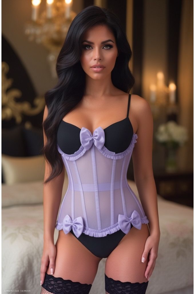 Top Drawer Steel Boned Lavender Mesh Underwire Burlesque Underbust Corset Cincher