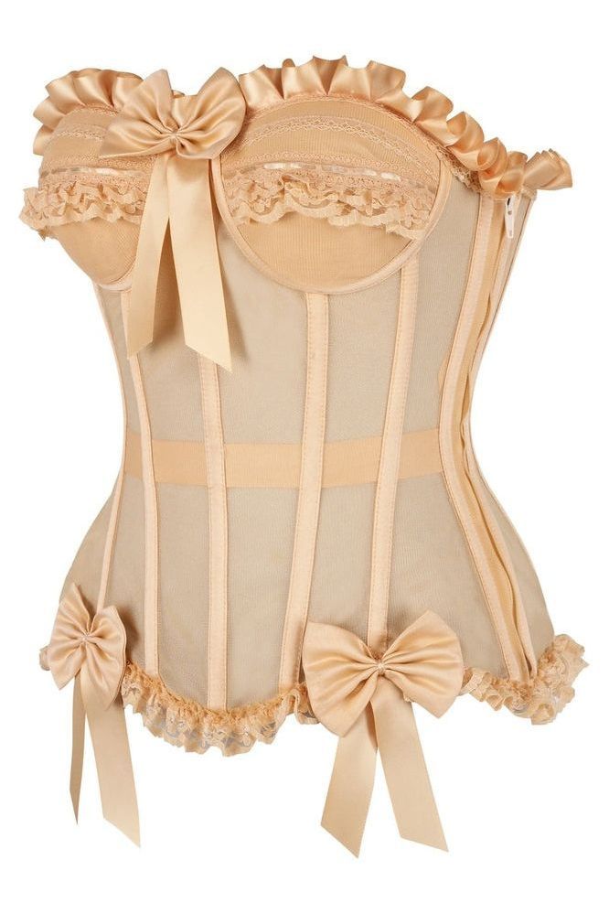 Top Drawer Steel Boned Nude Mesh Underwire Bustier Corset