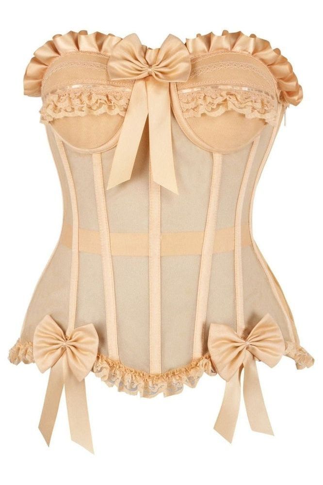 Top Drawer Steel Boned Nude Mesh Underwire Bustier Corset