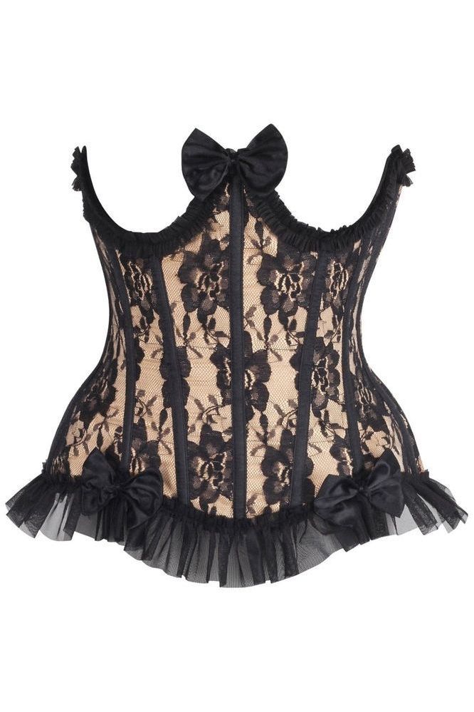 Top Drawer Steel Boned Nude/Black Lace Underwire Burlesque Underbust Corset Cincher