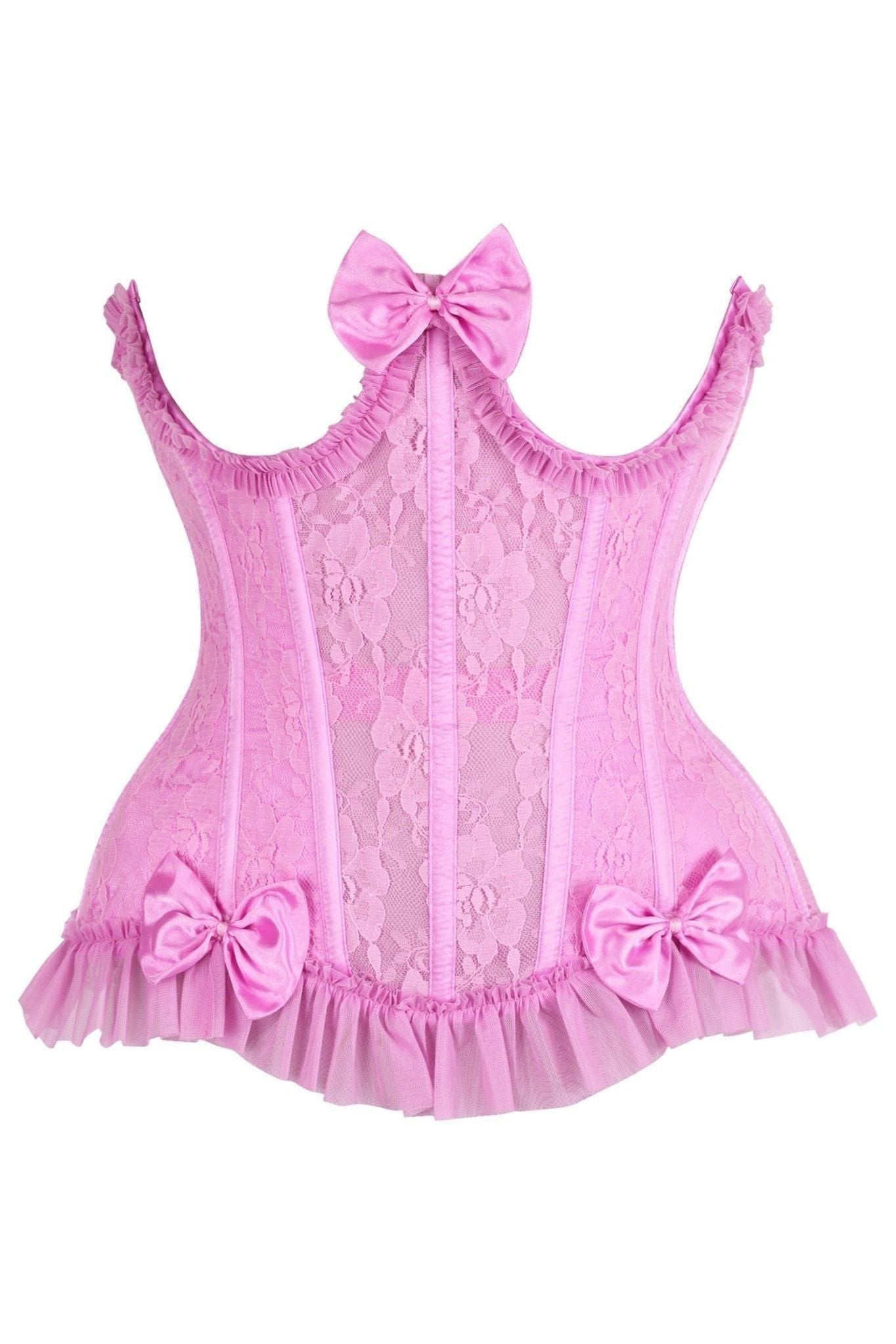 Top Drawer Steel Boned Pink Lace Underwire Burlesque Underbust Corset Cincher