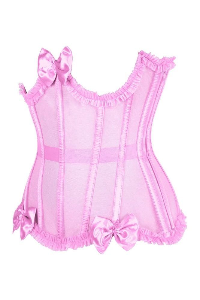 Top Drawer Steel Boned Pink Mesh Underwire Burlesque Underbust Corset Cincher