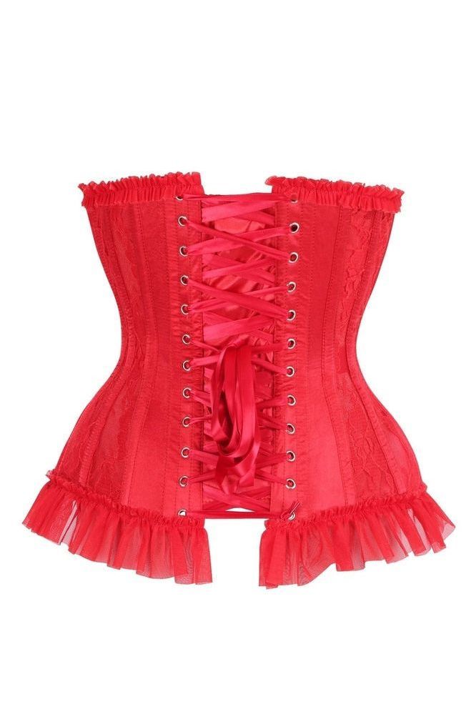 Top Drawer Steel Boned Red Lace Underwire Burlesque Underbust Corset Cincher