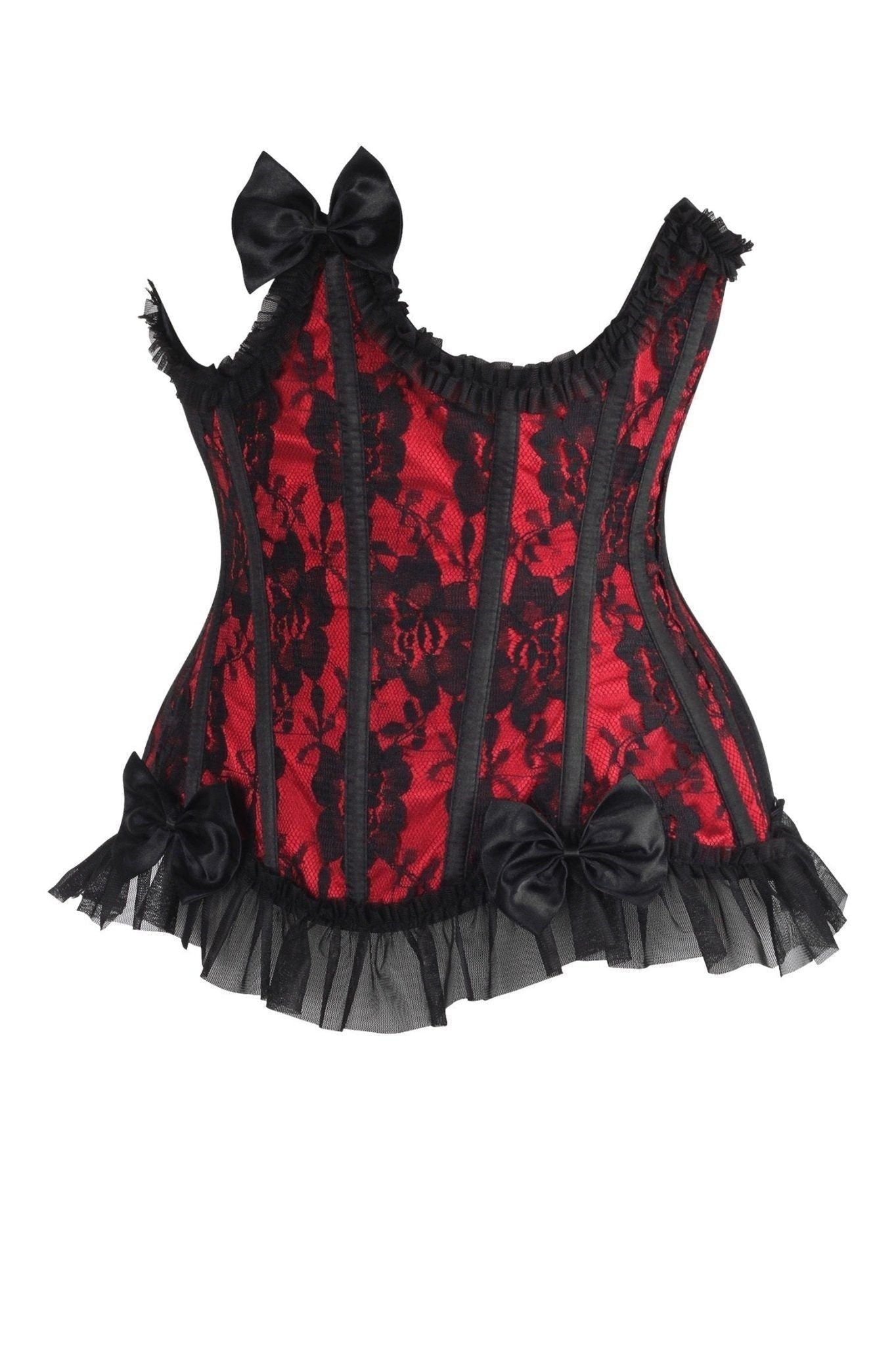 Top Drawer Steel Boned Red/Black Lace Underwire Burlesque Underbust Corset Cincher