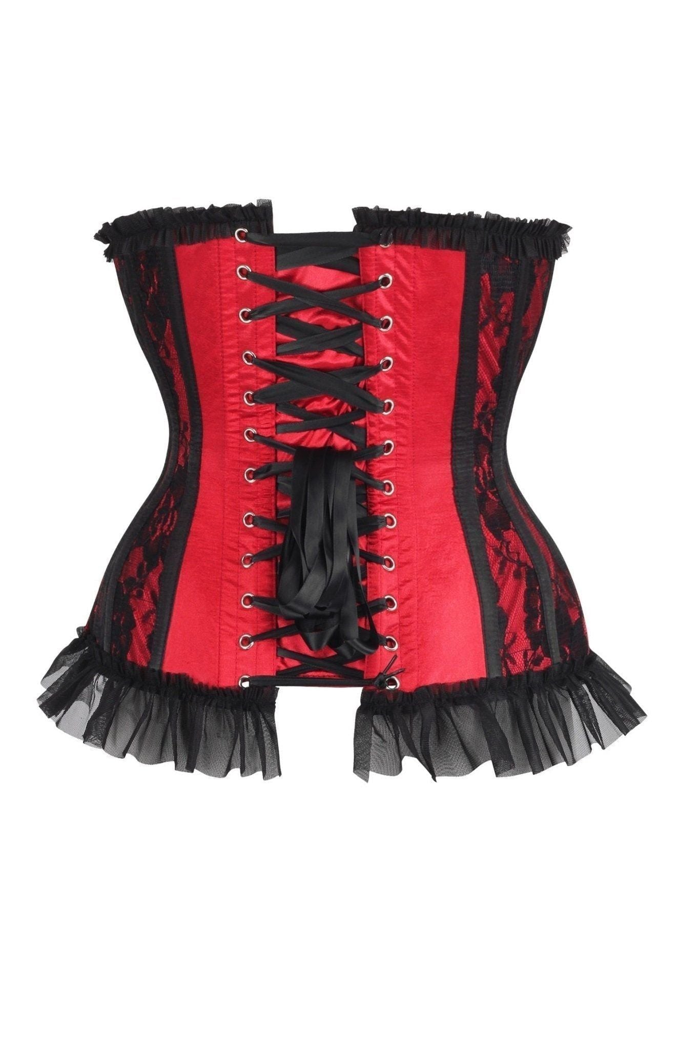 Top Drawer Steel Boned Red/Black Lace Underwire Burlesque Underbust Corset Cincher